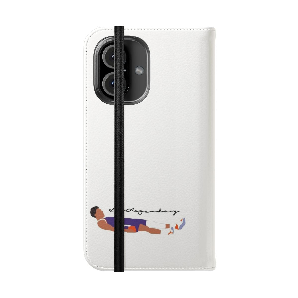 Flip cover phone case featuring a Devin Booker inspired design with a Kobe Bryant tattoo tribute - Folded Front