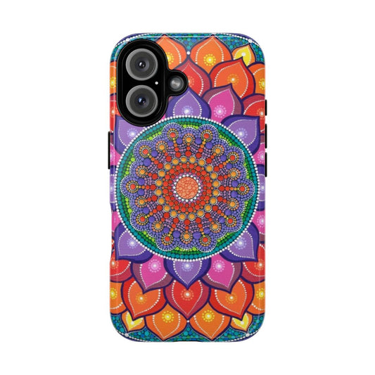 Lotus mandala pattern on a protective magnetic phone case