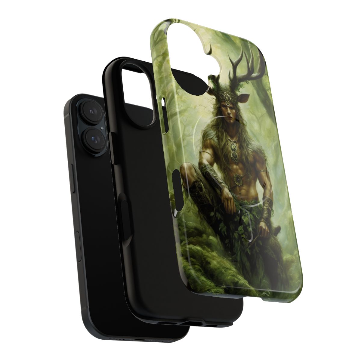 Magnetic tough phone case featuring the Celtic horned god Cernunnos - Layers