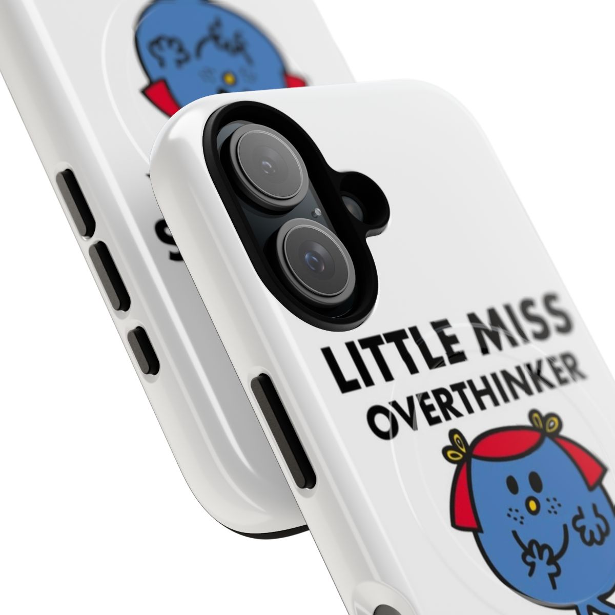 Magnetic tough phone case featuring a "Little Miss Overthinking" design - Detail