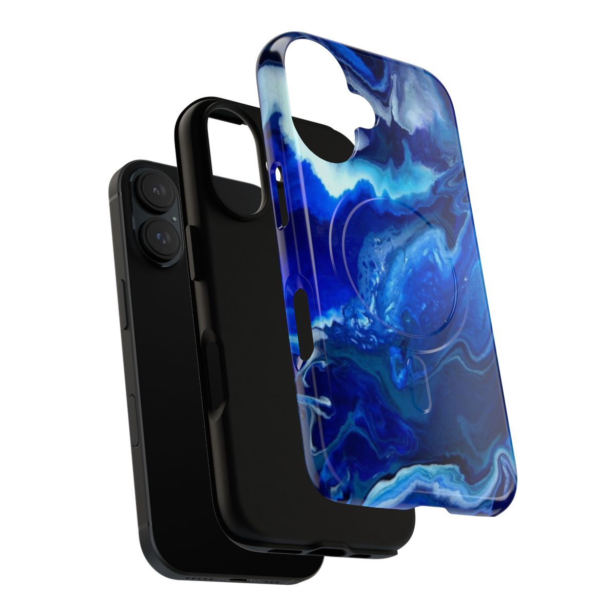 Fluid abstract fractal art phone case with ocean, beach, and space-inspired imagery - Layers