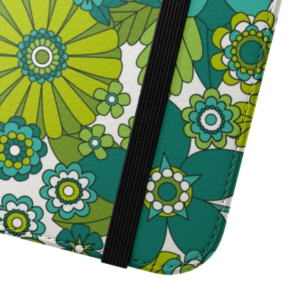 Vintage-inspired floral phone case with a groovy 1970s vibe - Close Up