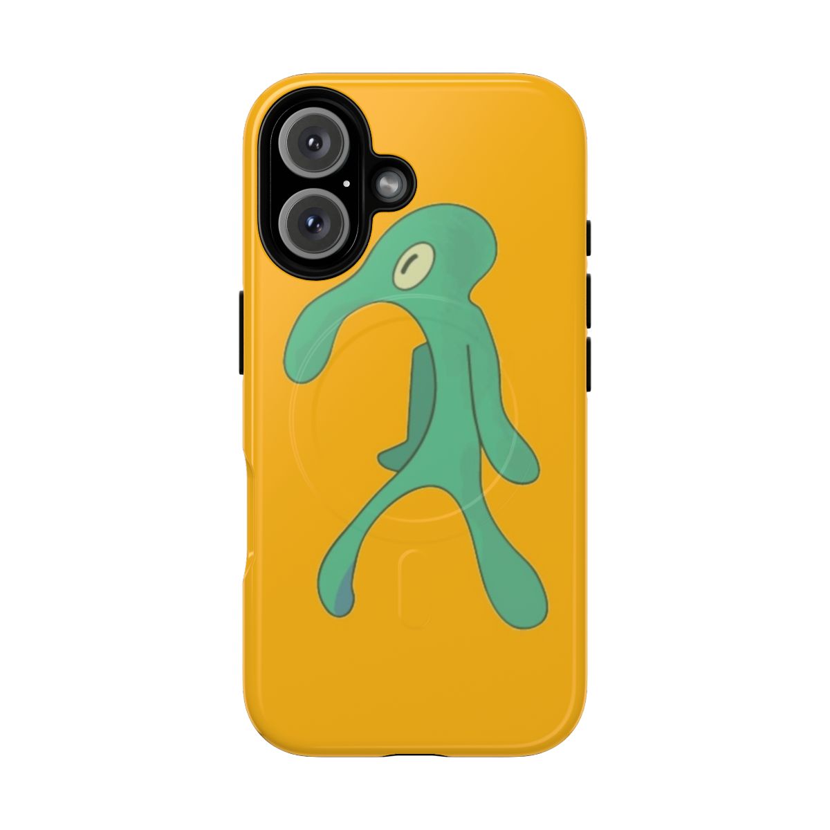 Transparent phone case with bold, artistic design featuring Spongebob memes