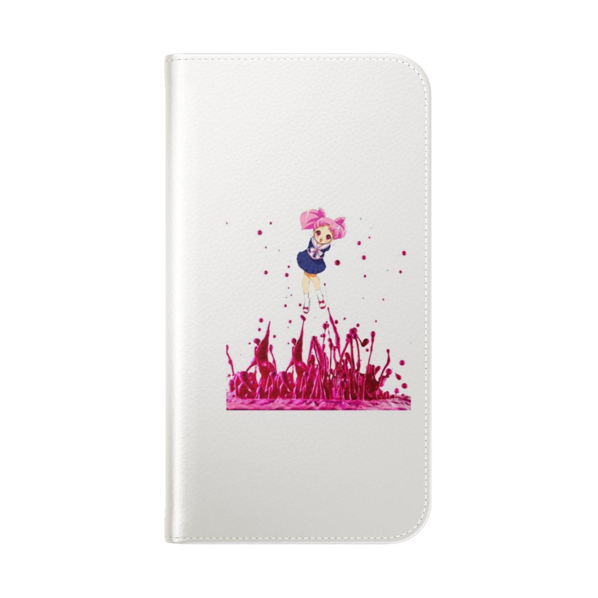 Anime-themed flip cover phone case featuring the character Chibiusa from the popular series Sailor Moon - Folded Back