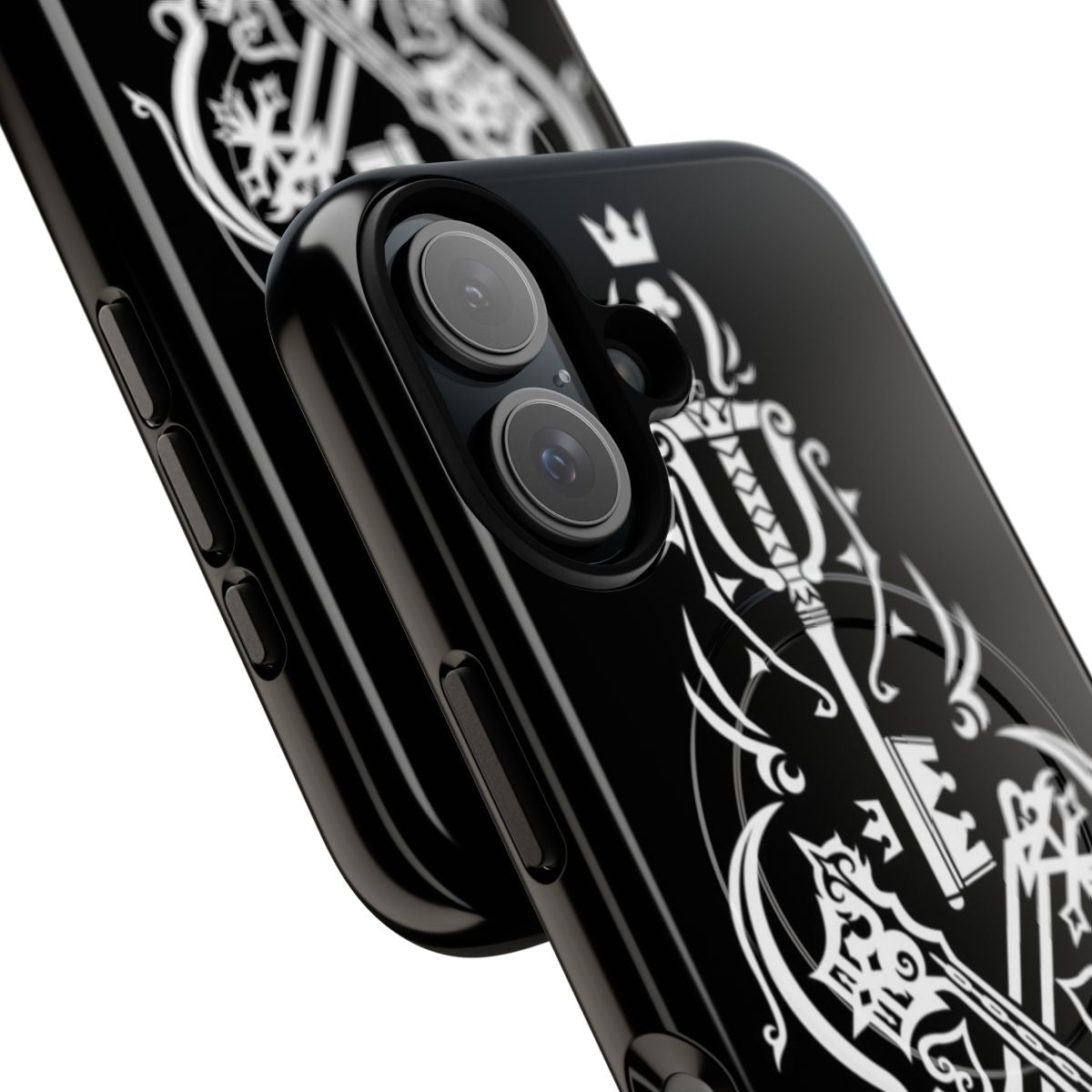 Black magnetic phone case with Kingdom Hearts-inspired design - Detail