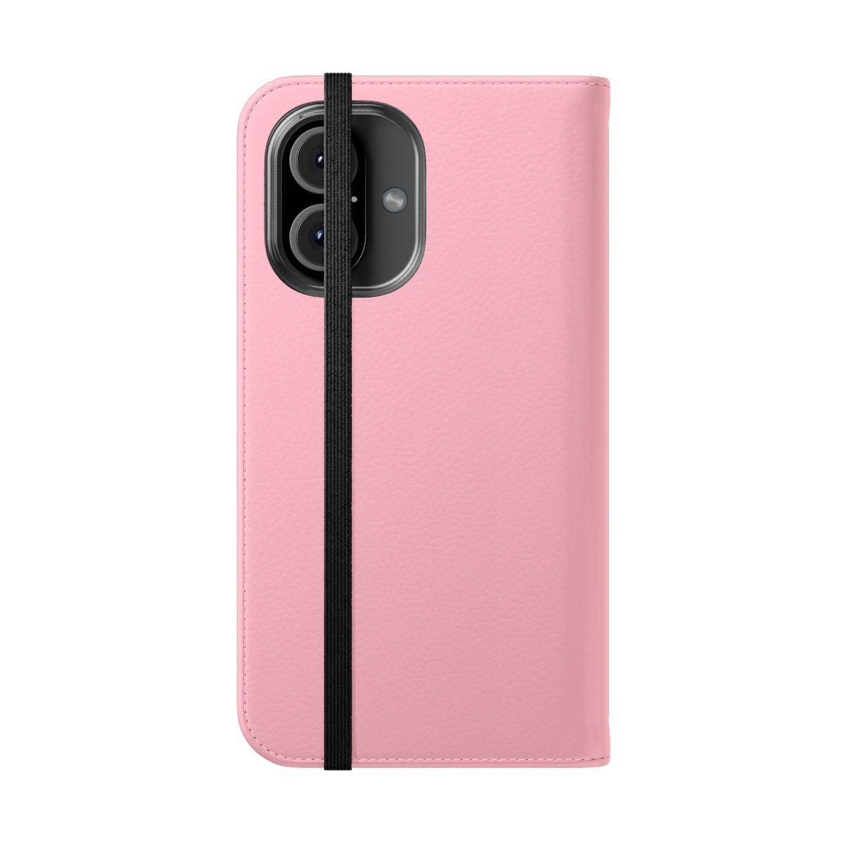 Solid pink flip phone case with a sleek, minimalist design. - Folded Front