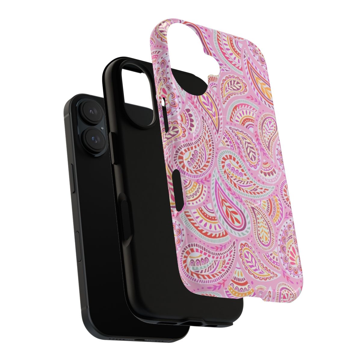 Pink paisley pattern magnetic tough phone case - Layers