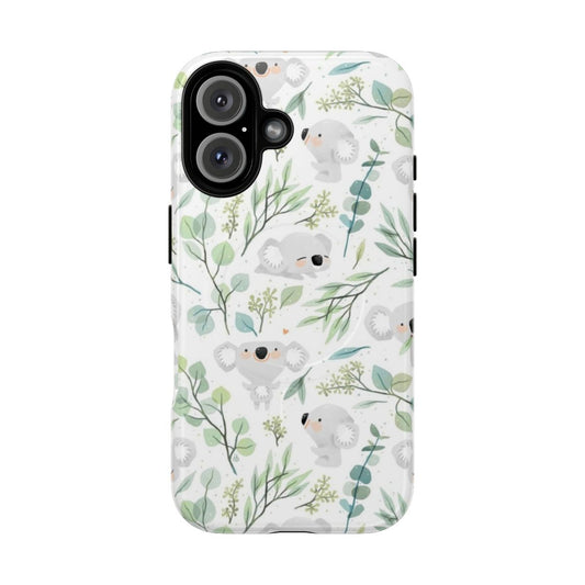 Koala and eucalyptus pattern magnetic tough phone case