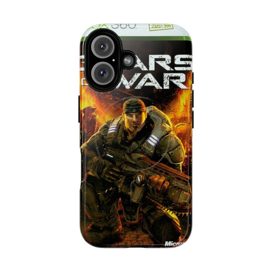 Tough magnetic phone case with a Gears of War inspired design