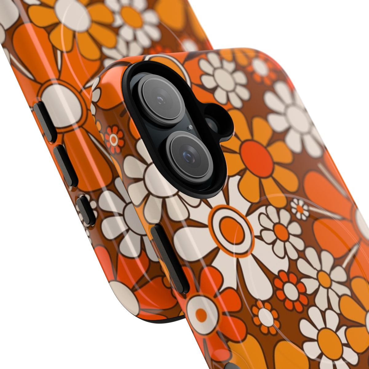 Retro floral pattern phone case with vintage 60s 70s aesthetic - Detail