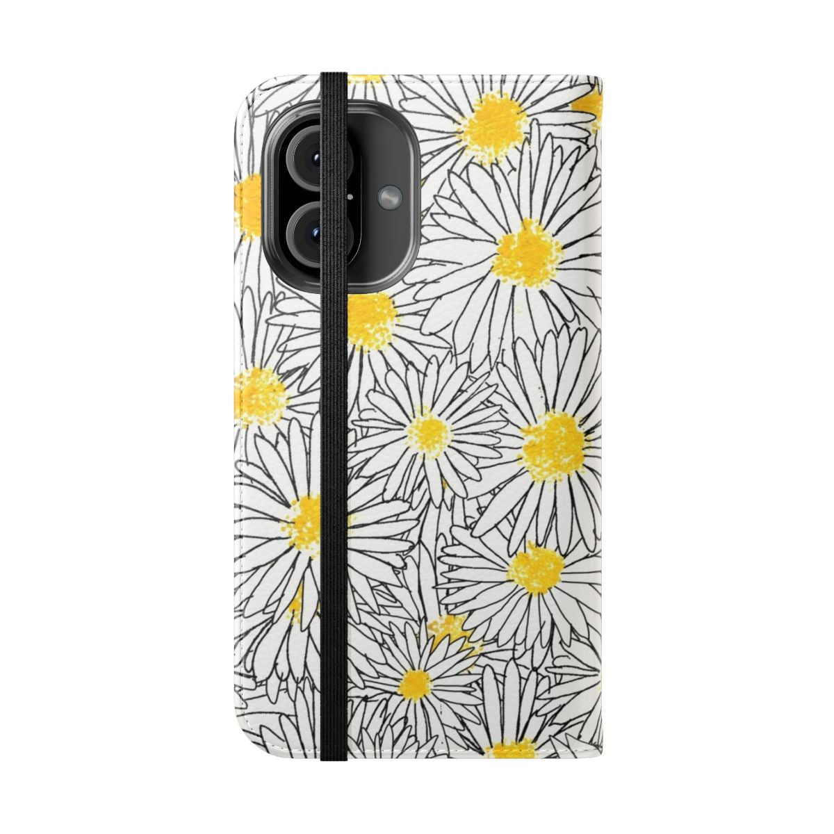 Daisy print phone case with a floral design - Folded Front