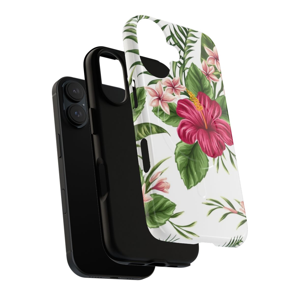 Tropical flowers phone case with floral, leaf, and palm designs - Layers