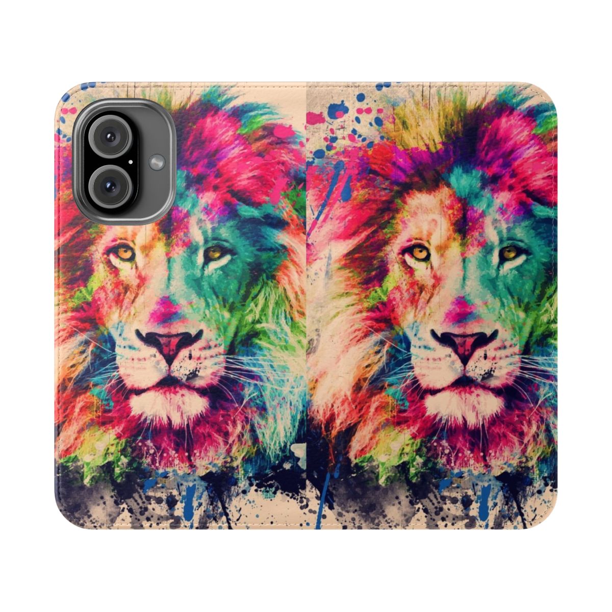 Watercolor painting of a majestic lion on a phone case cover