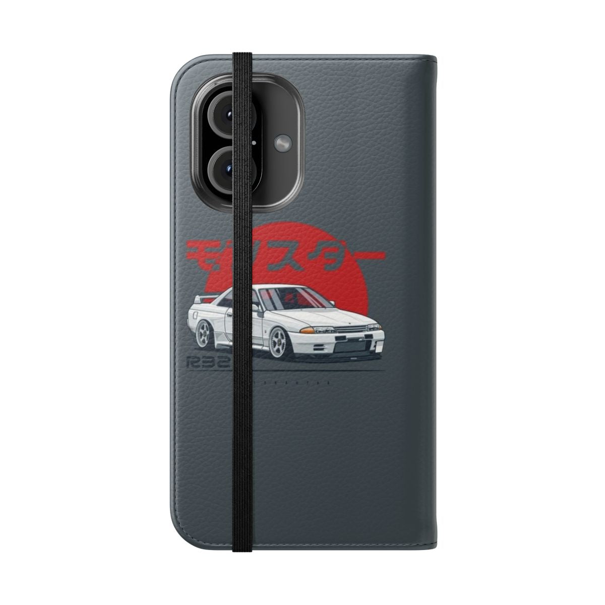 Skyline R32 GTR inspired phone case with racing car design - Folded Front