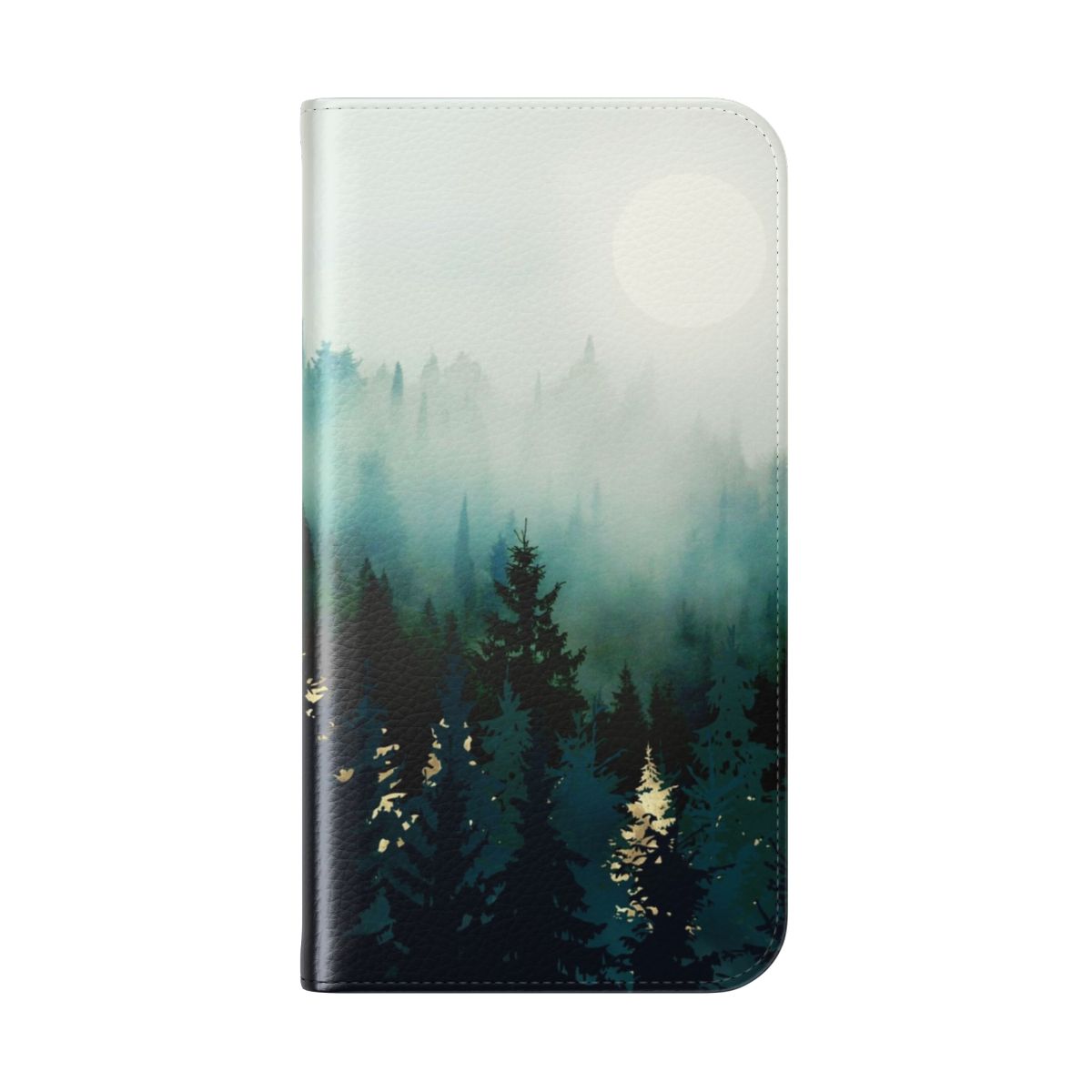 A vibrant phone case featuring a nature-inspired forest glow design - Folded Back