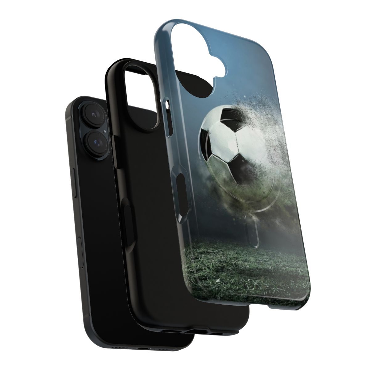 Stylish soccer-themed magnetic tough phone case for iPhone and Galaxy devices - Layers