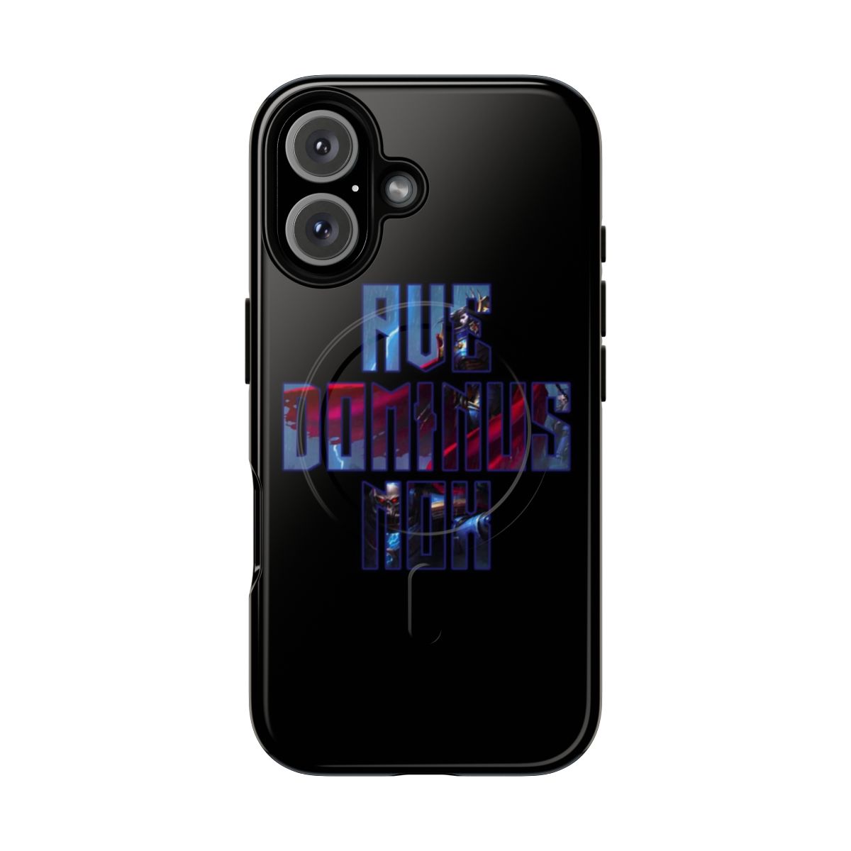 Detailed phone case design featuring the Night Lords' iconic "Ave Dominus Nox" motto and imagery