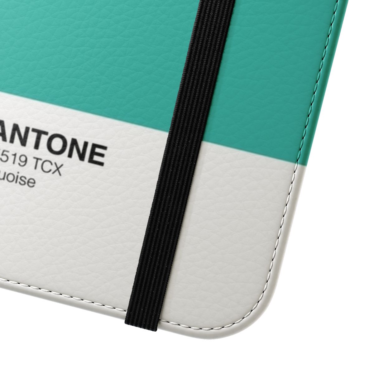 Turquoise Pantone-inspired flip cover phone case with high-quality design - Close Up