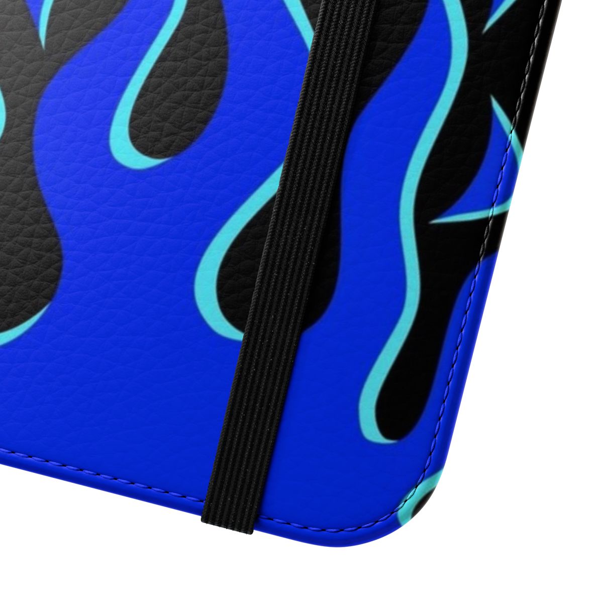 Vibrant blue flame graphic phone case with sleek, trendy design - Close Up