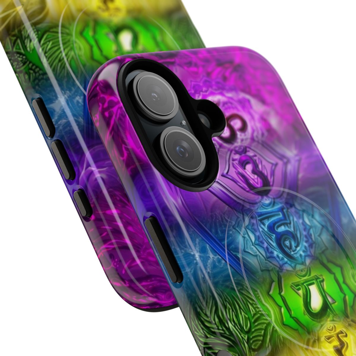 Zen doodle chakra design on a tough, magnetic phone case - Detail