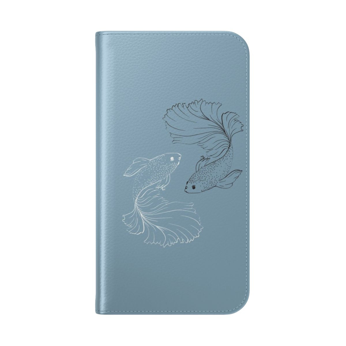 Anime-inspired betta fish flip phone case with Jujutsu Kaisen characters Satoru Gojo and Suguru Geto - Folded Back