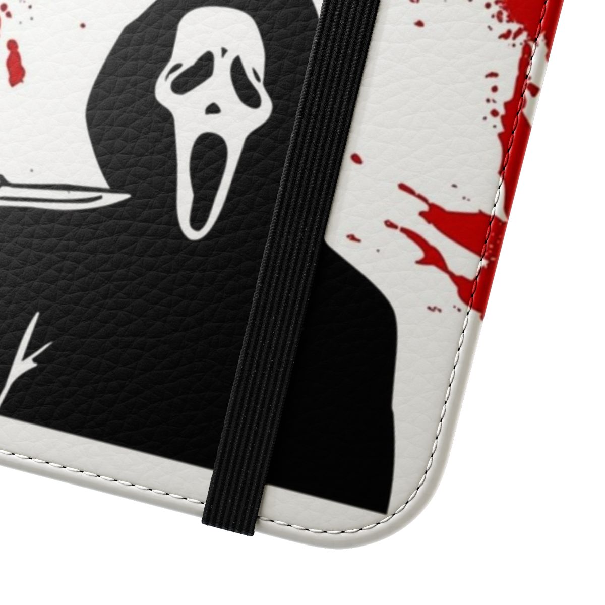 Scream-inspired flip cover phone case with horror design - Close Up