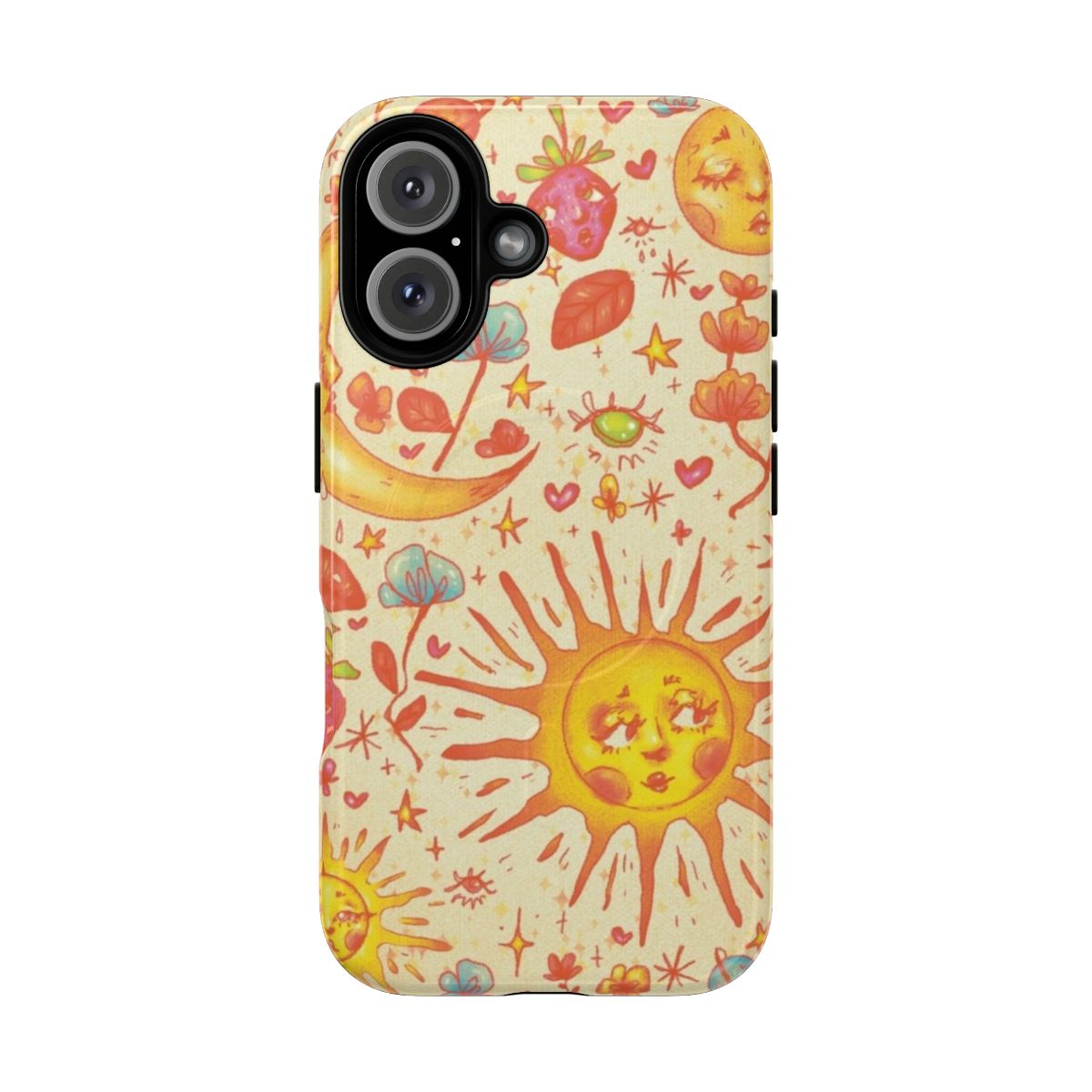 Celestial spring-themed digital illustration on a tough magnetic phone case