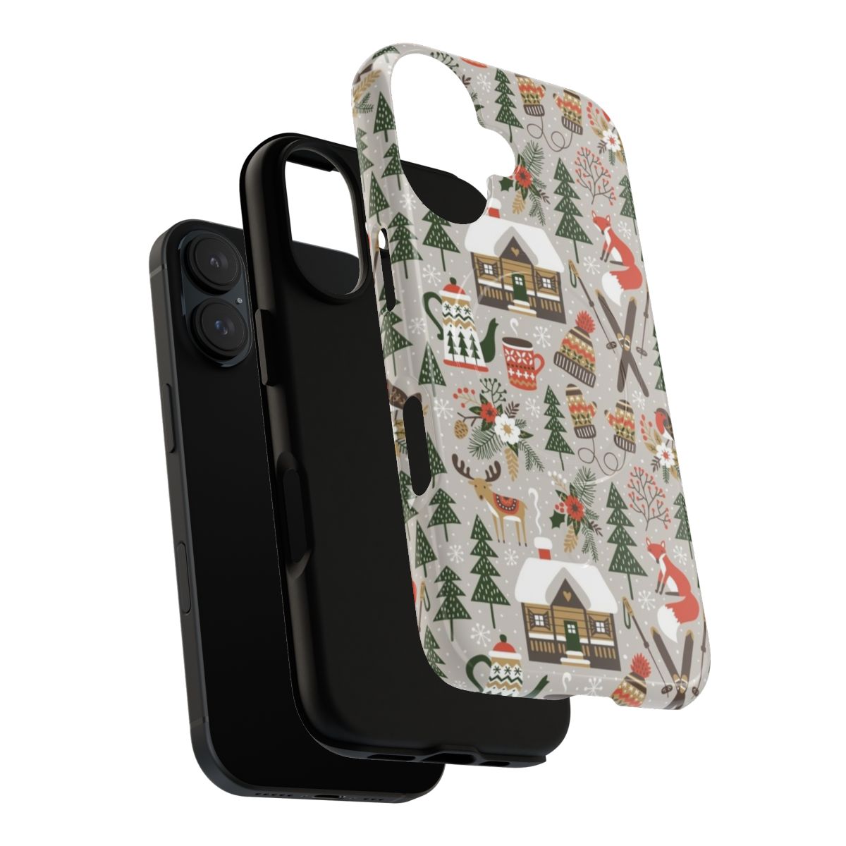 Cozy Cabin-Inspired Magnetic Tough Phone Case in Light Grey - Layers