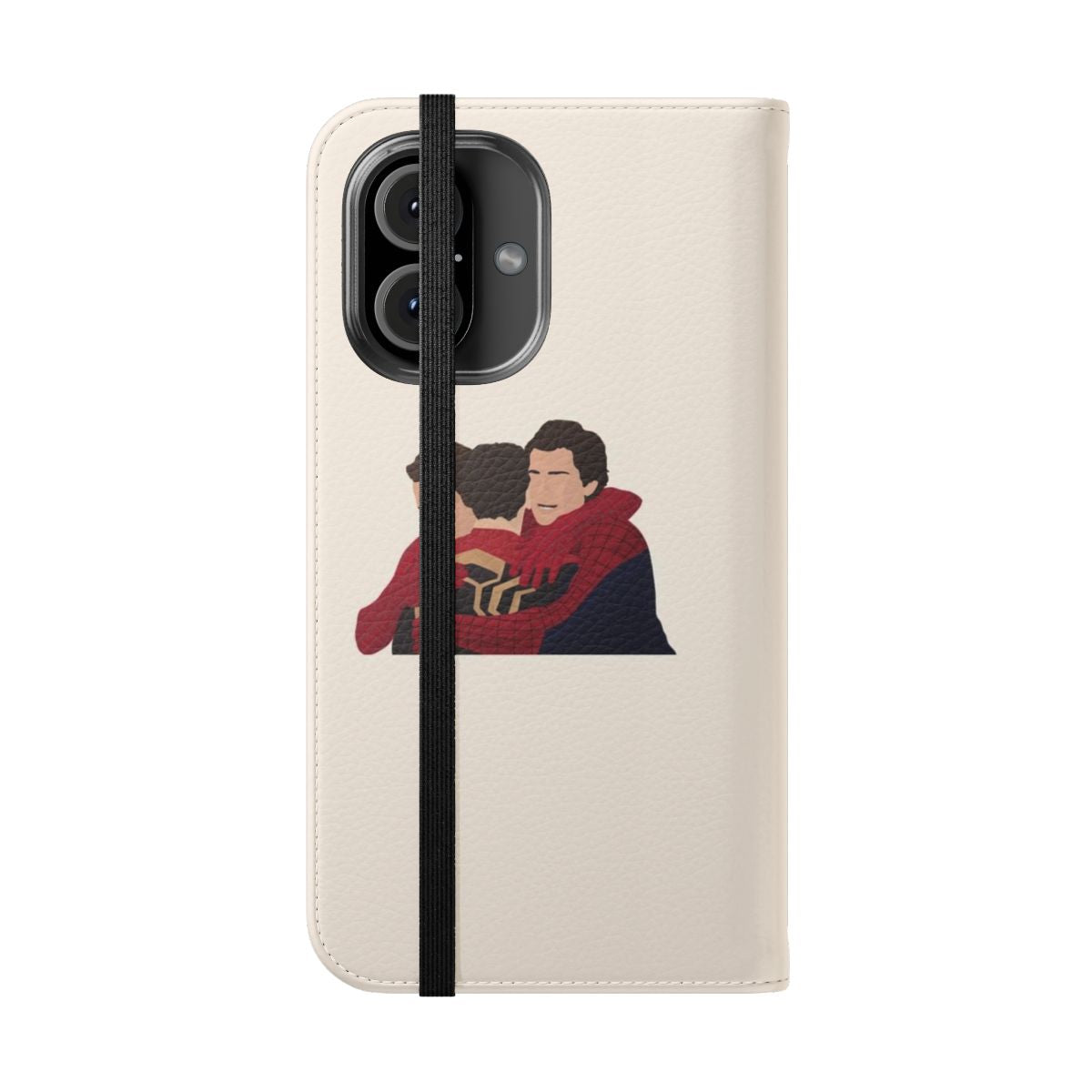 Hug-themed phone case featuring Spider-Man imagery - Folded Front