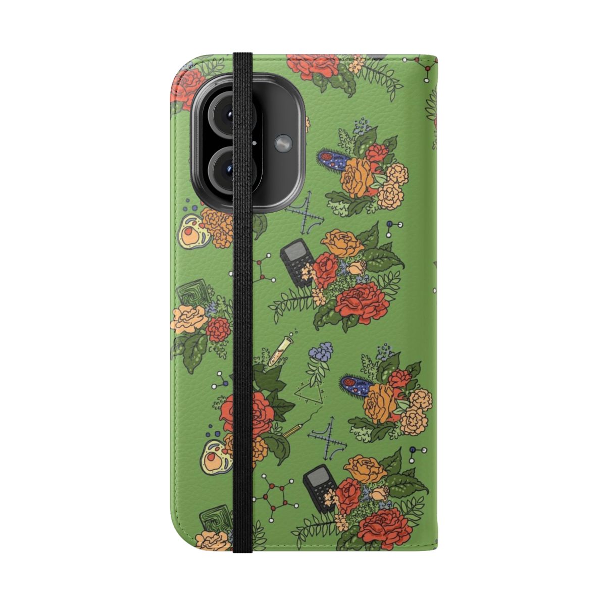 Stem-inspired floral pattern phone case for smartphones - Folded Front