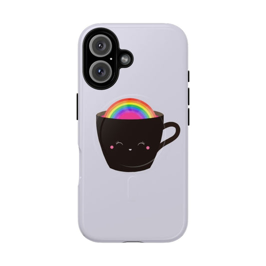 Colorful rainbow design on a durable magnetic phone case