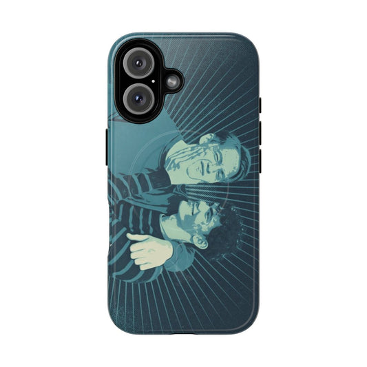 Retro cyan magnetic tough phone case featuring kit connor and joe locke from the popular lgbtq+ romance series heartstopper