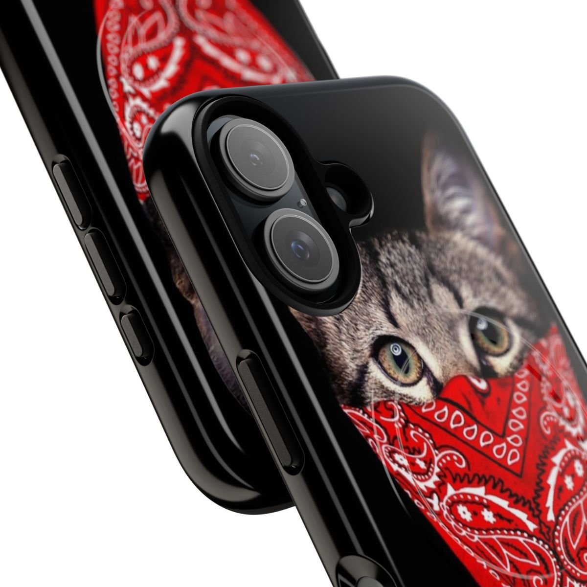 Magnetic phone case with a gangster cat design - Detail