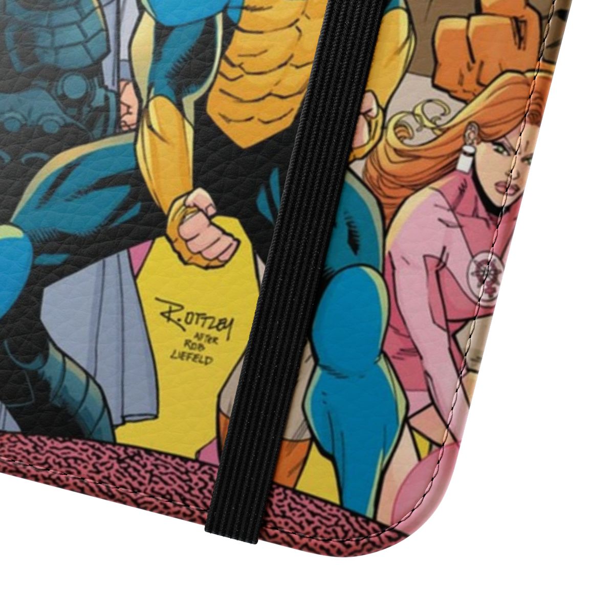 Invincible-themed flip cover phone case with comic book character design - Close Up