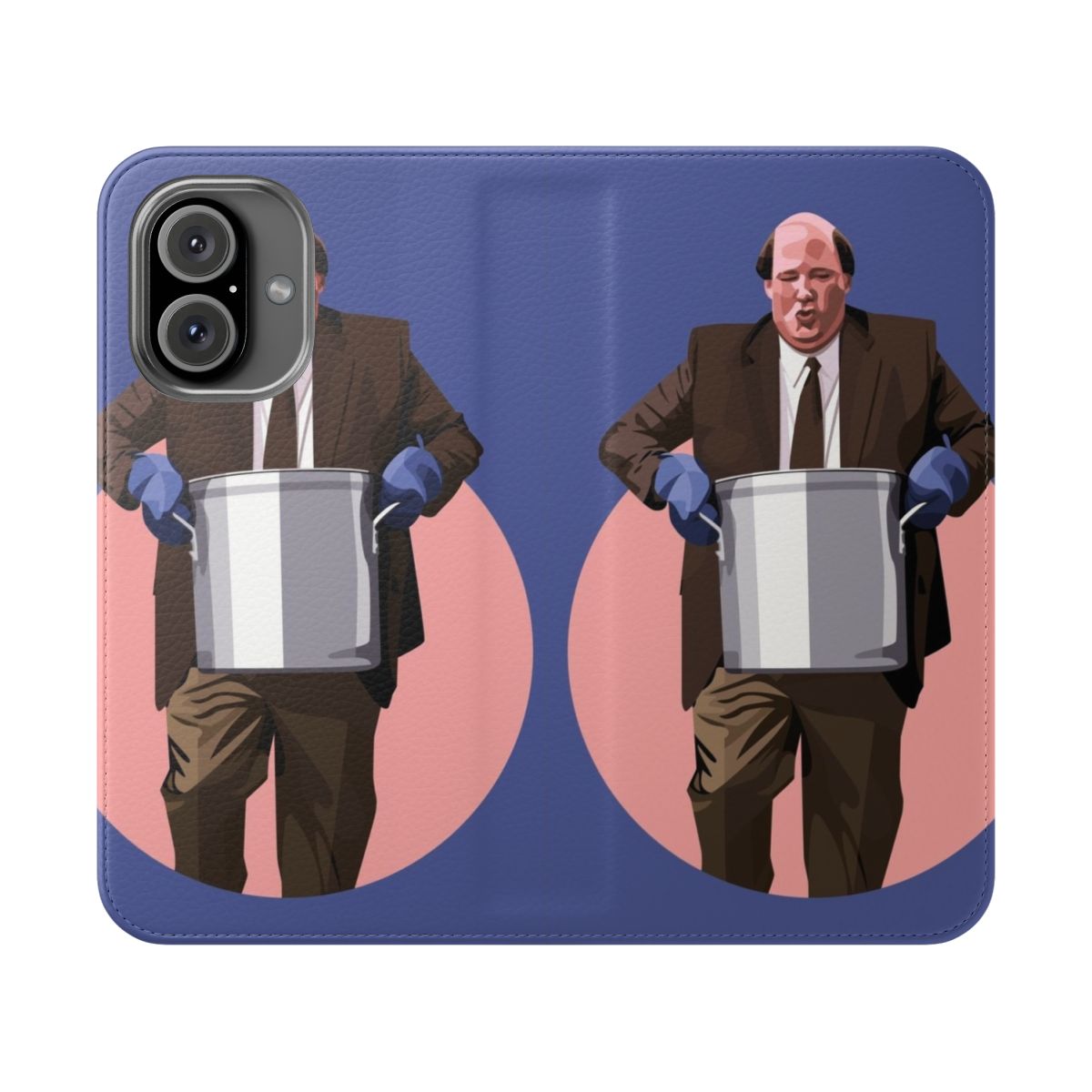 A phone case featuring a fan-made design inspired by The Office TV show and the character Kevin's famous chili.