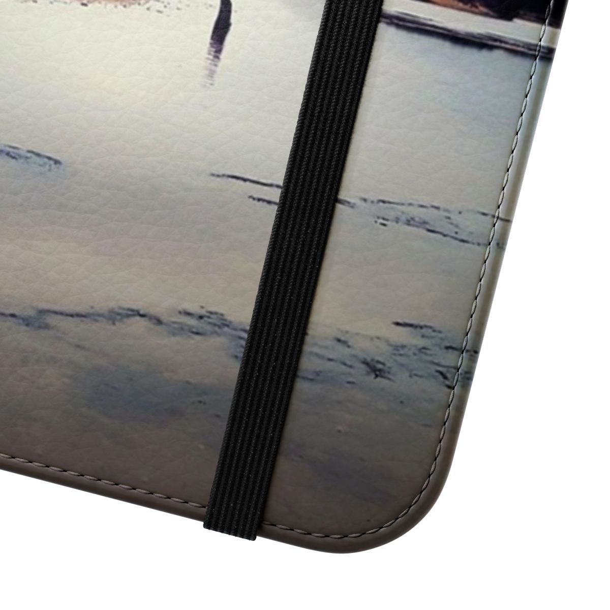 Artistic flip cover phone case with a ghost and landscape design - Close Up