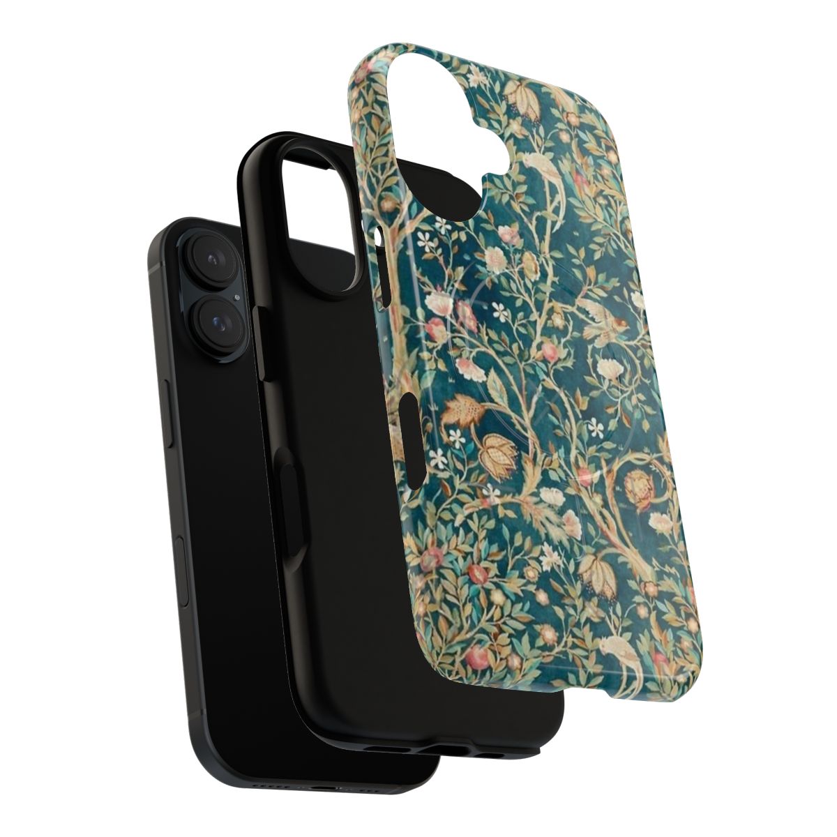 Floral arts and crafts inspired magnetic tough phone case with william morris strawberry thief design - Layers