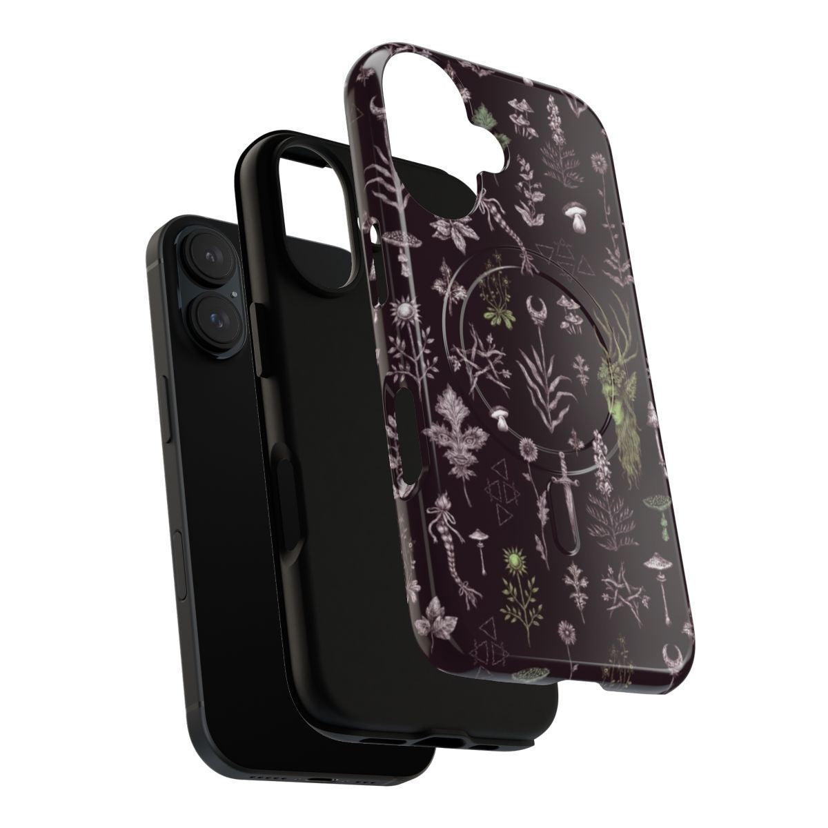 Magnetic tough phone case with a whimsical floral and faerie-inspired design, perfect for nature and fantasy enthusiasts. - Layers