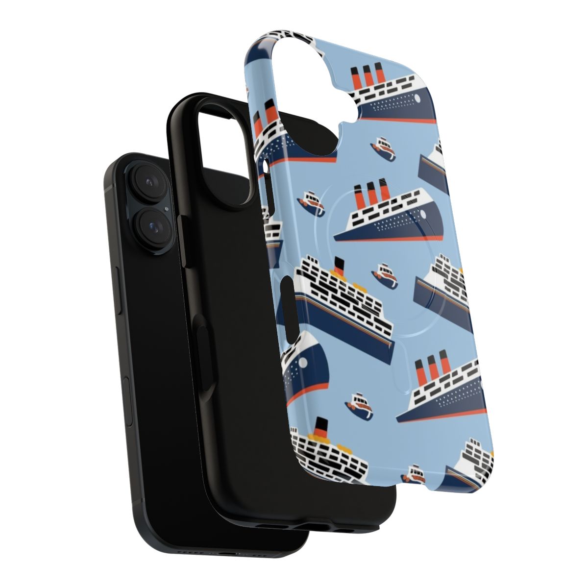 Magnetic phone case with a ferry boat scrub cap design - Layers