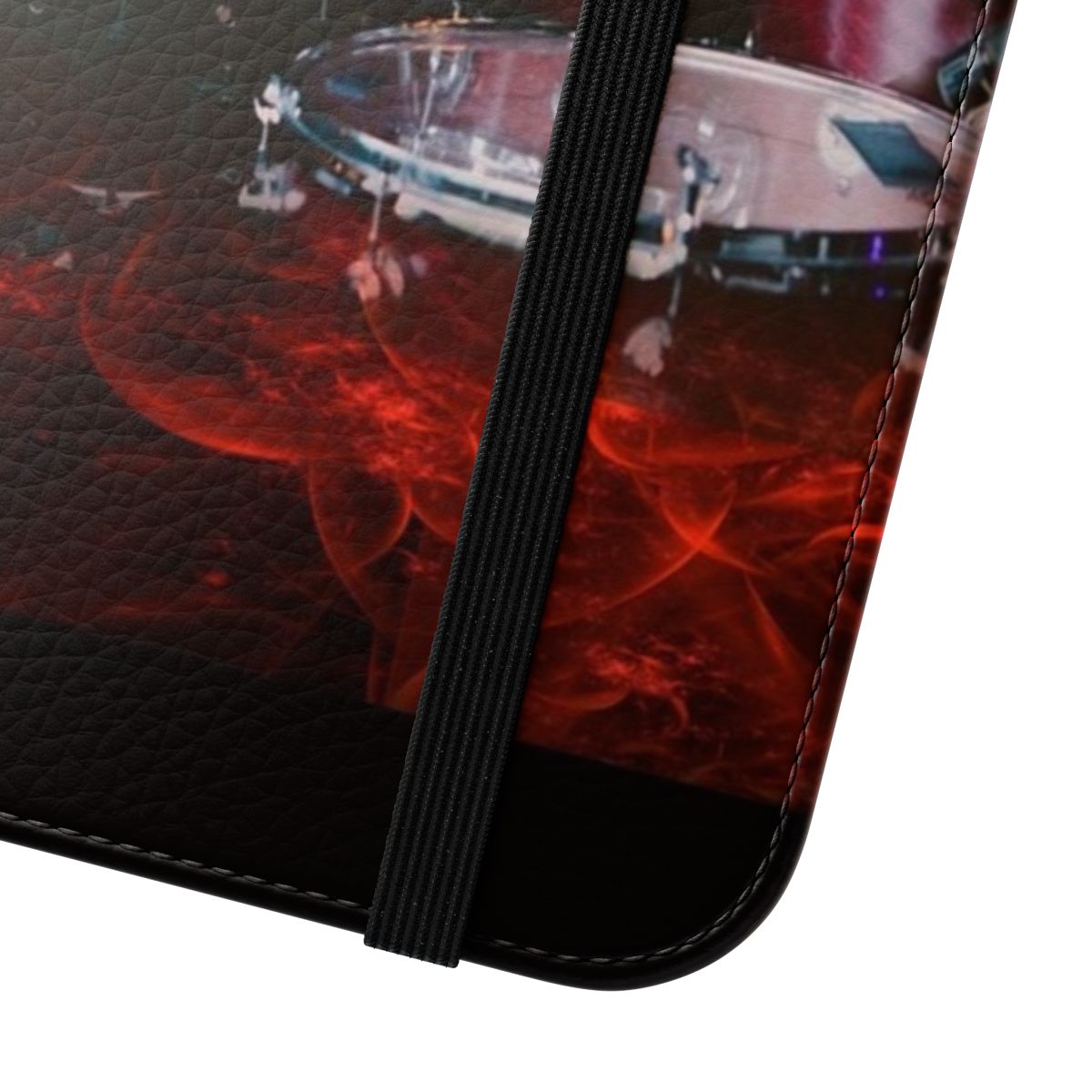 Vibrant fractal design phone case with drums and percussion instruments - Close Up