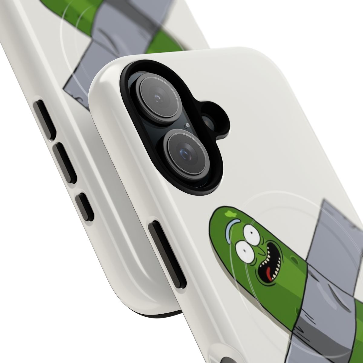 Pickle Rick inspired magnetic tough phone case with modern art design - Detail