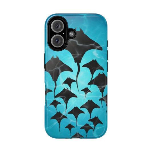 Tough magnetic phone case with ray, stingray, or other sea creature graphic