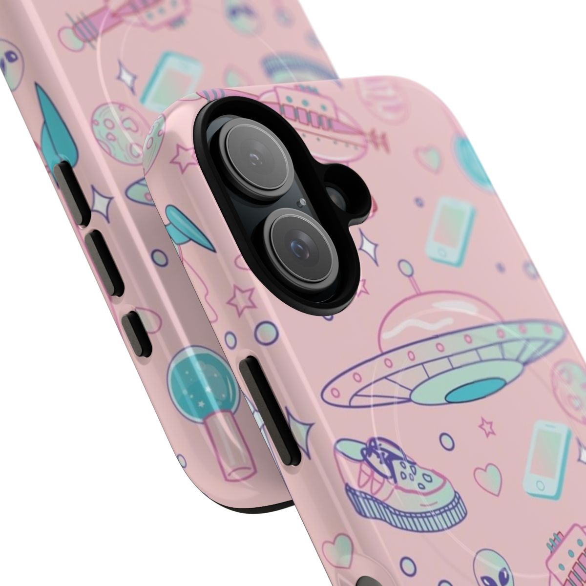 A stylish and protective phone case featuring a vibrant galaxy pattern design. - Detail