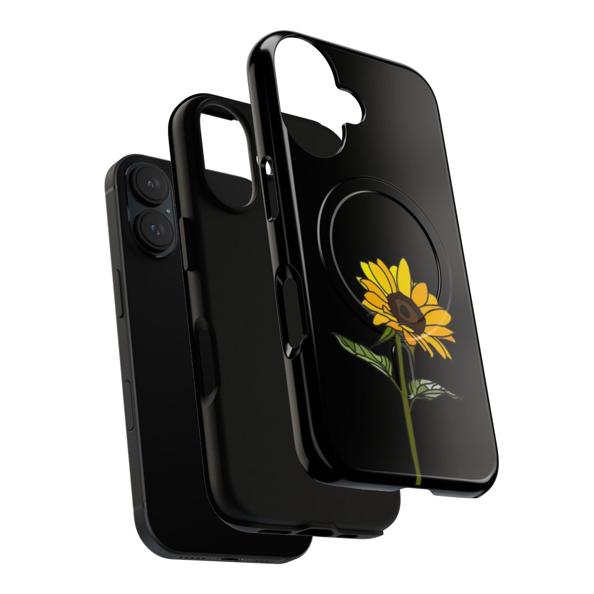 Sunflower phone case with a black magnetic tough design - Layers