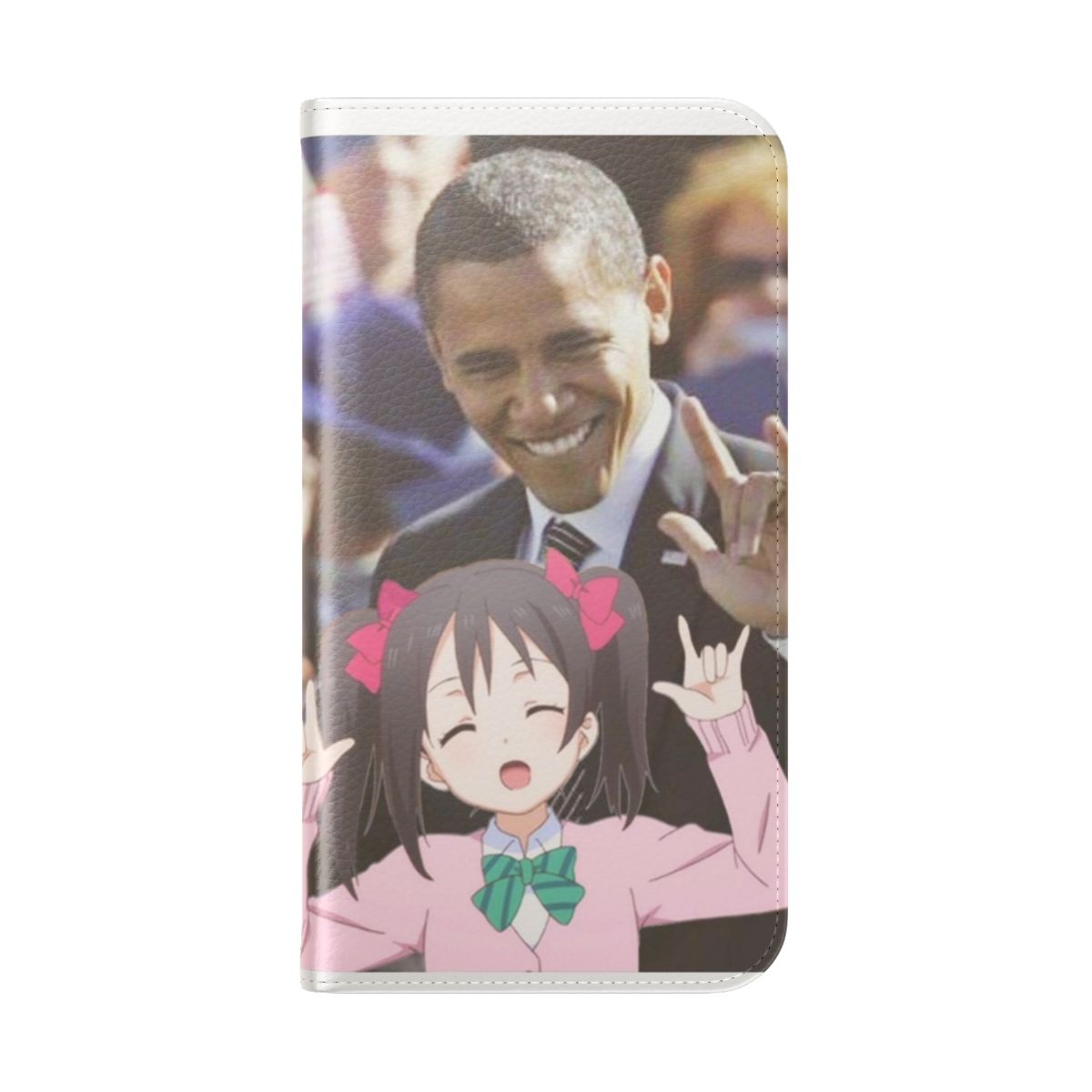 Nico Nico Nii-Inspired Flip Cover Phone Case with Kawaii Design - Folded Back