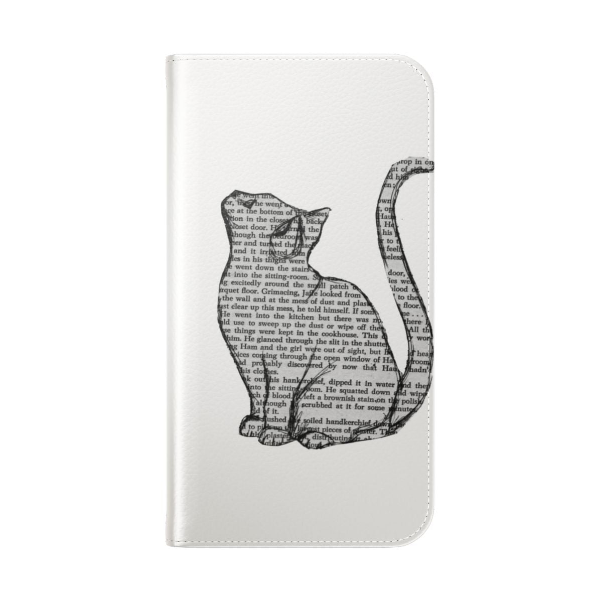 Flip phone case design featuring cats and books for book and cat enthusiasts - Folded Back