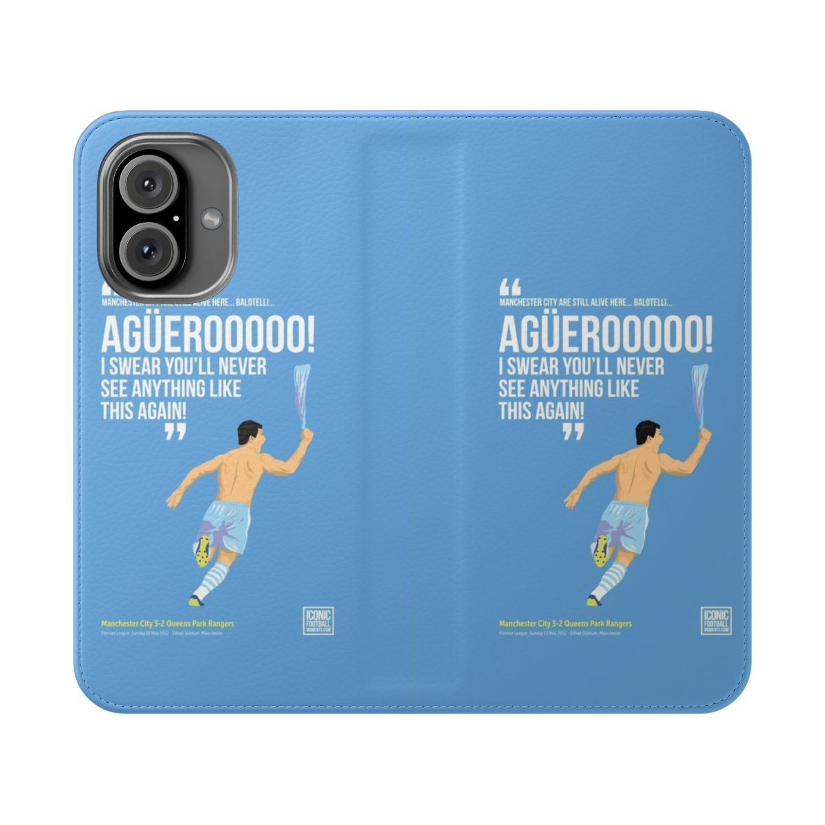 Customizable Manchester City Flip Cover Phone Case featuring Sergio Aguero