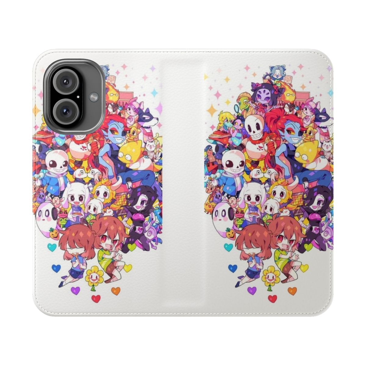 Undertale-themed phone case with a heart flip cover design