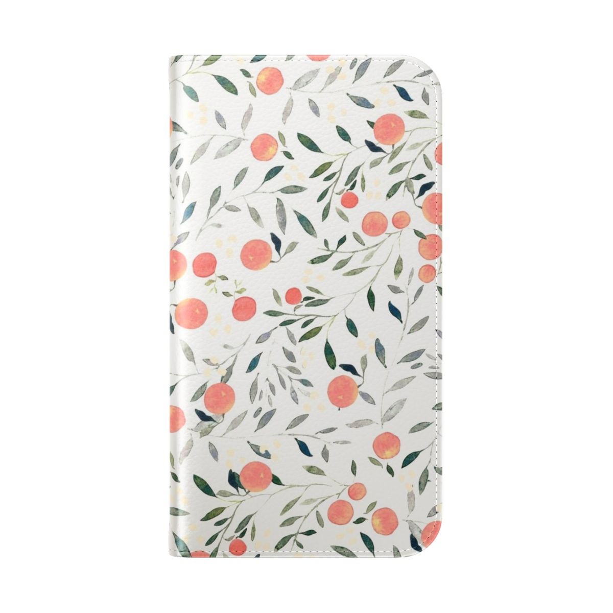 Peach and floral pattern phone case with a vibrant, bohemian design. - Folded Back