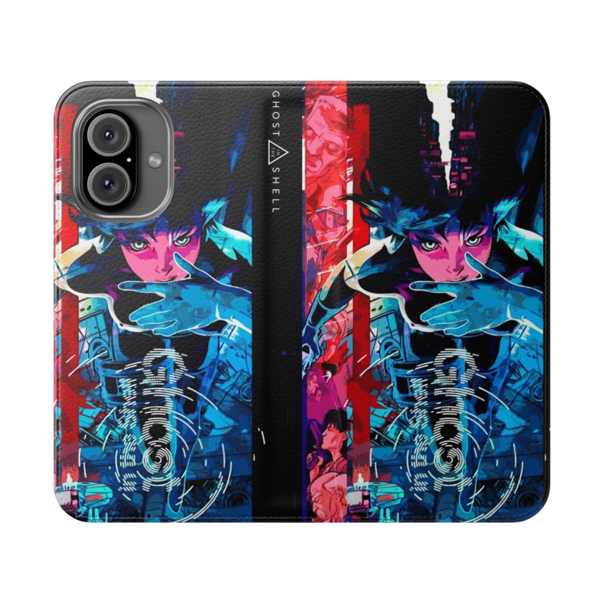 Cyberpunk-inspired anime phone case featuring Motoko Kusanagi from Ghost in the Shell